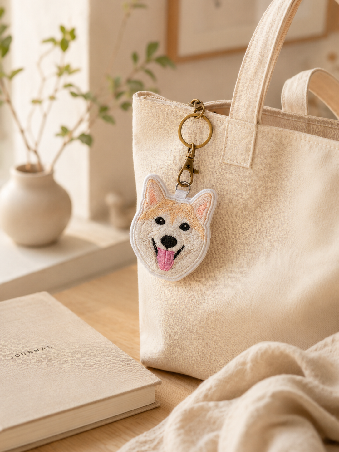 Premium Double-Sided Custom Pet Embroidery Keychain