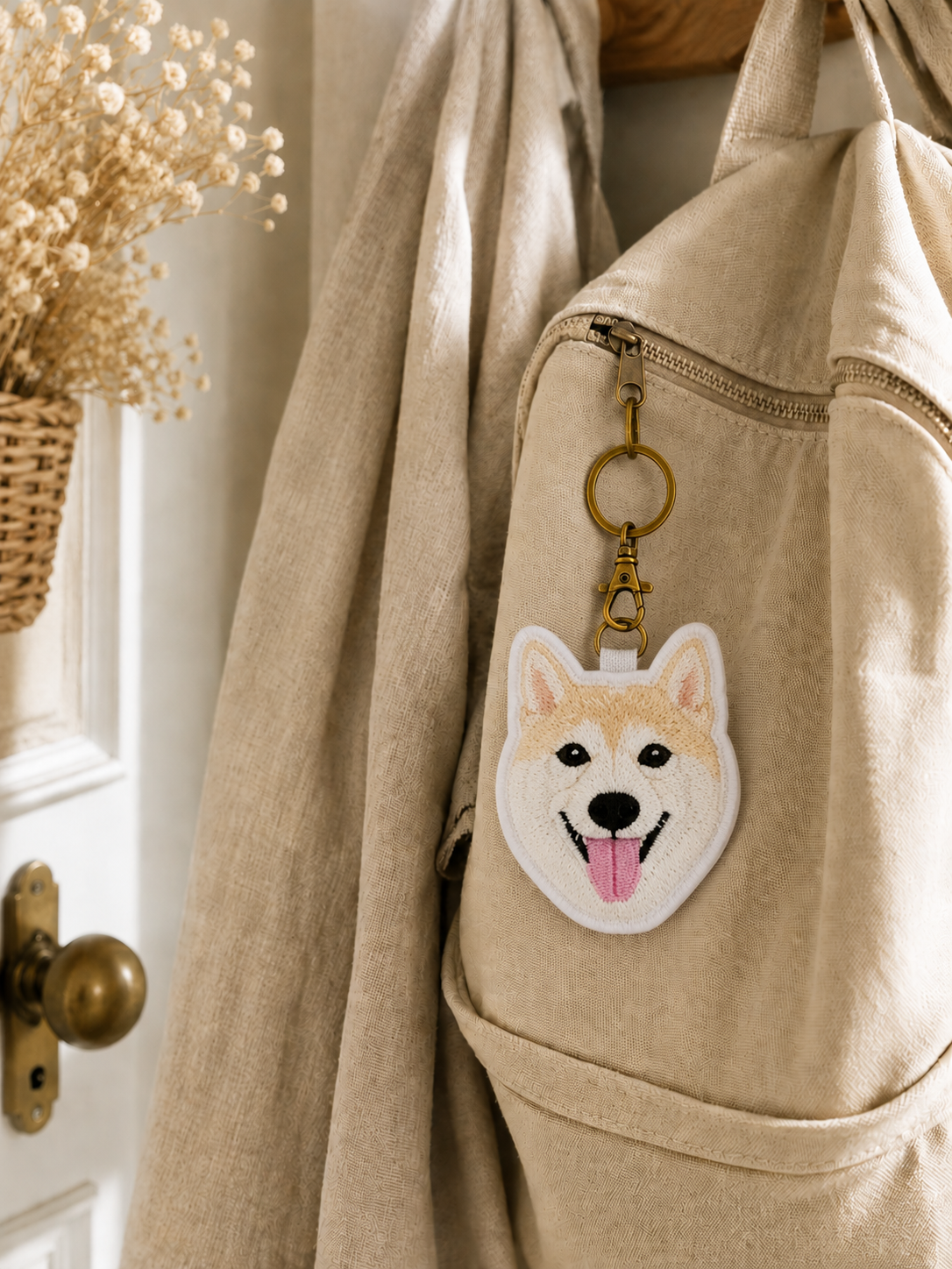 Premium Double-Sided Custom Pet Embroidery Keychain