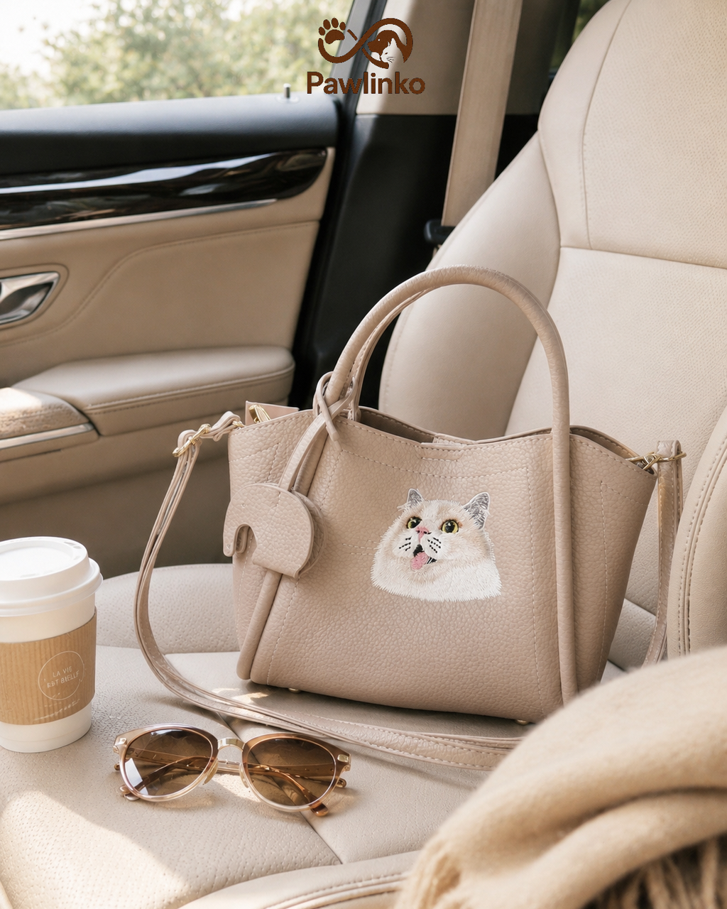 Custom Pet Portrait Embroidery Luxury Handbag