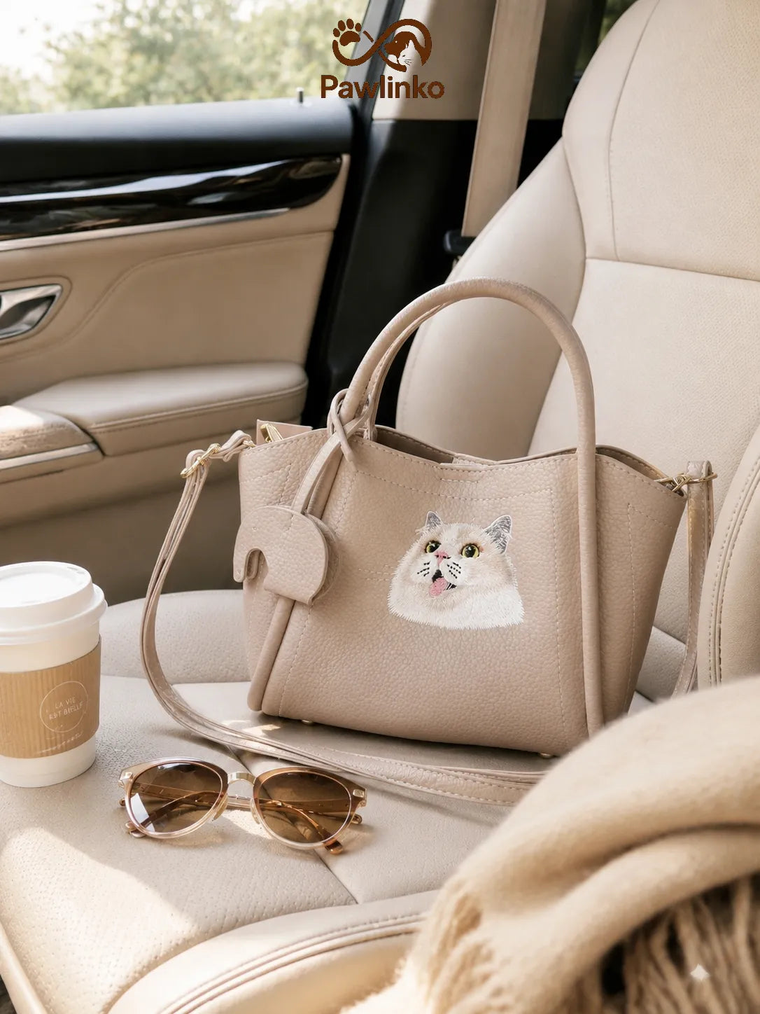 Custom Pet Portrait Embroidery Luxury Handbag