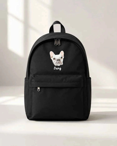 Custom Pet Portrait Embroidered Backpack
