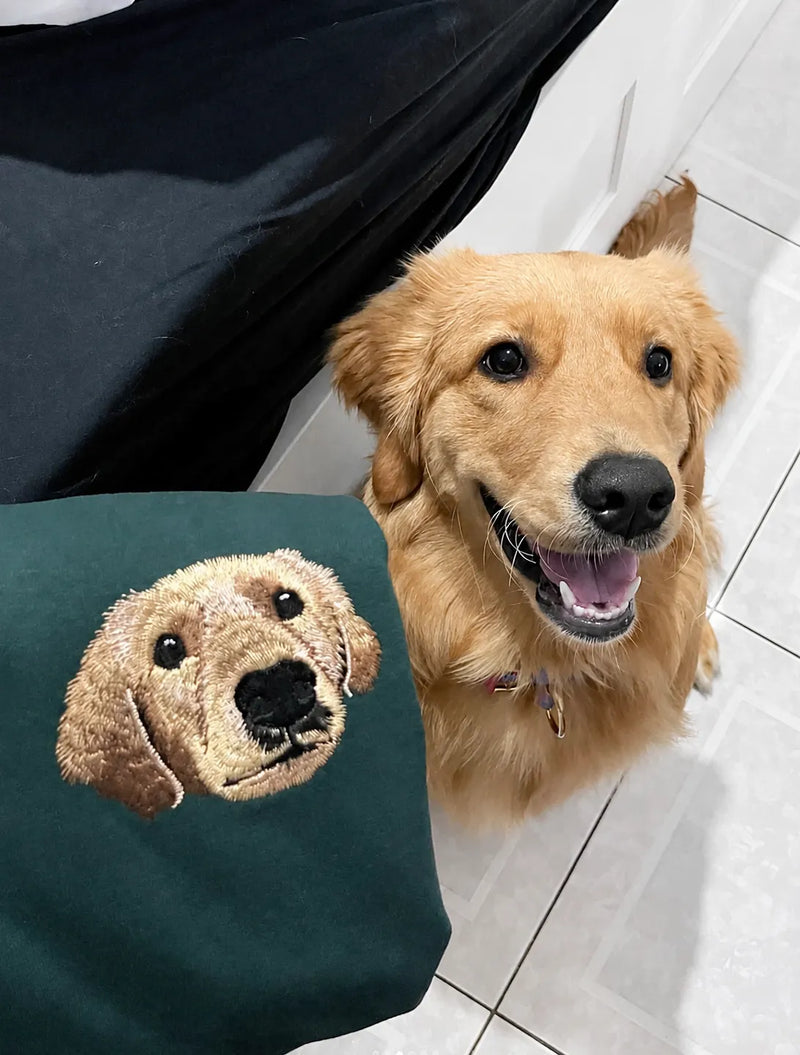 Custom Pet Portrait Embroidered  Hoodie 情境圖