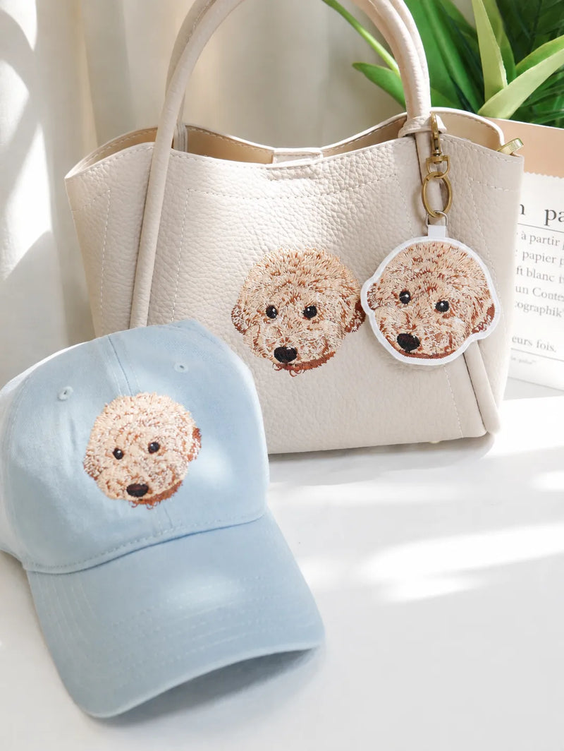 Custom Pet Portrait Embroidered Baseball Cap from Photo 情境圖
