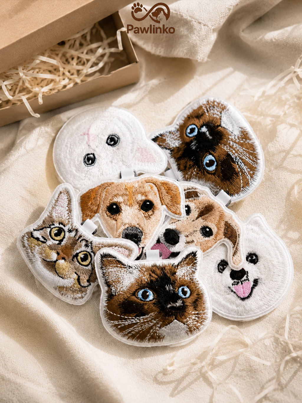Premium Double-Sided Custom Pet Embroidery Keychain