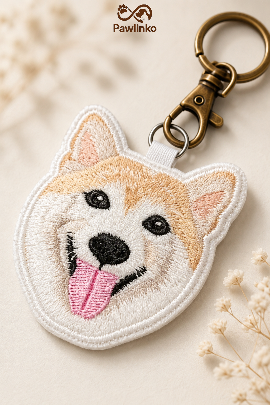 Premium Double-Sided Custom Pet Embroidery Keychain