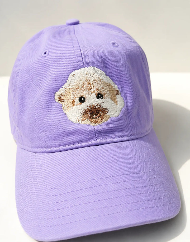 Custom Pet Portrait Embroidered Baseball Cap from Photo 情境圖