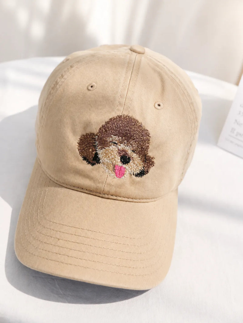 Custom Pet Portrait Embroidered Baseball Cap from Photo 情境圖