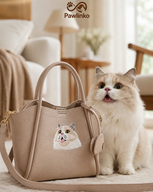 Custom Pet Portrait Embroidery Luxury Handbag