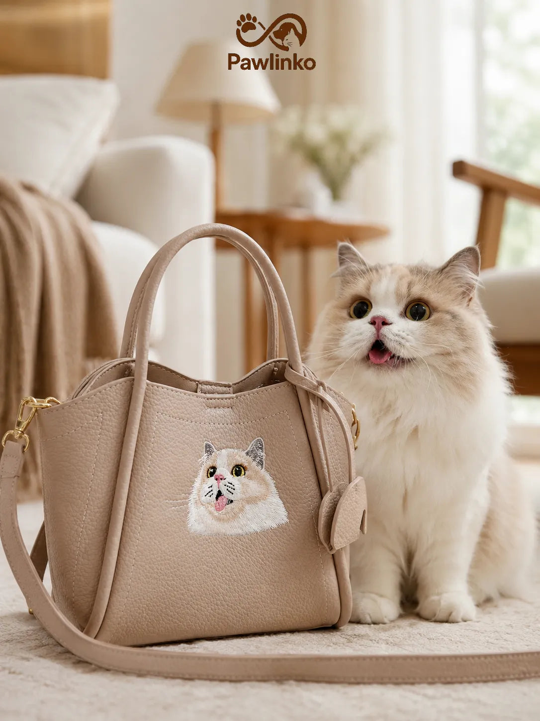 Custom Pet Portrait Embroidery Luxury Handbag