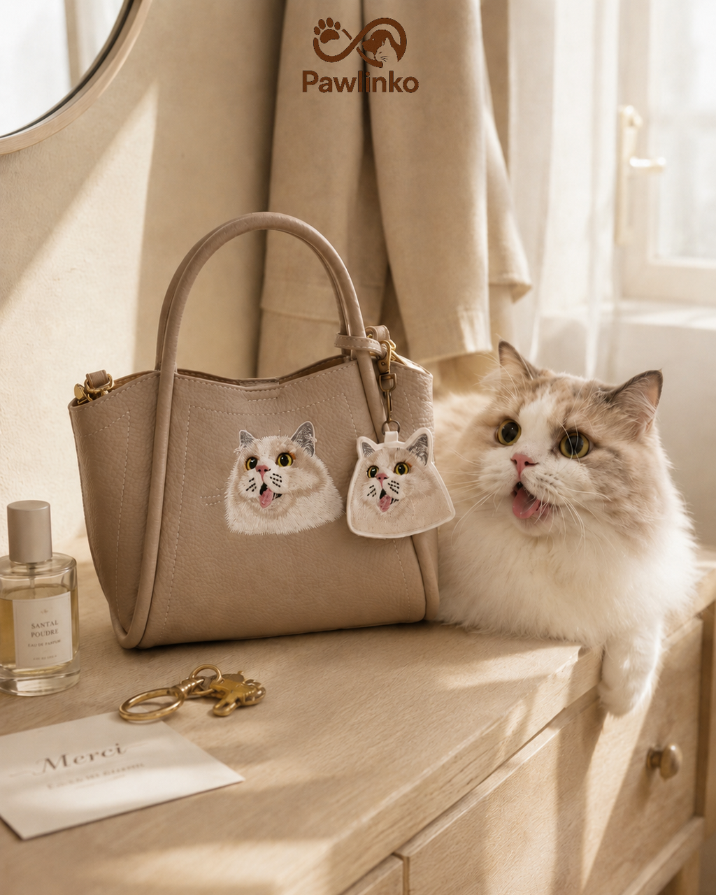 Custom Pet Portrait Embroidery Luxury Handbag