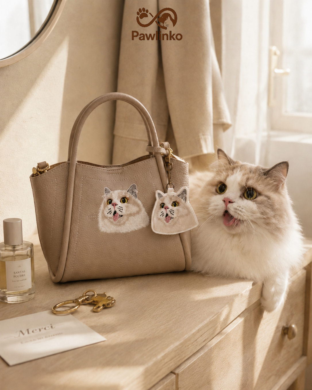 Custom Pet Portrait Embroidery Luxury Handbag