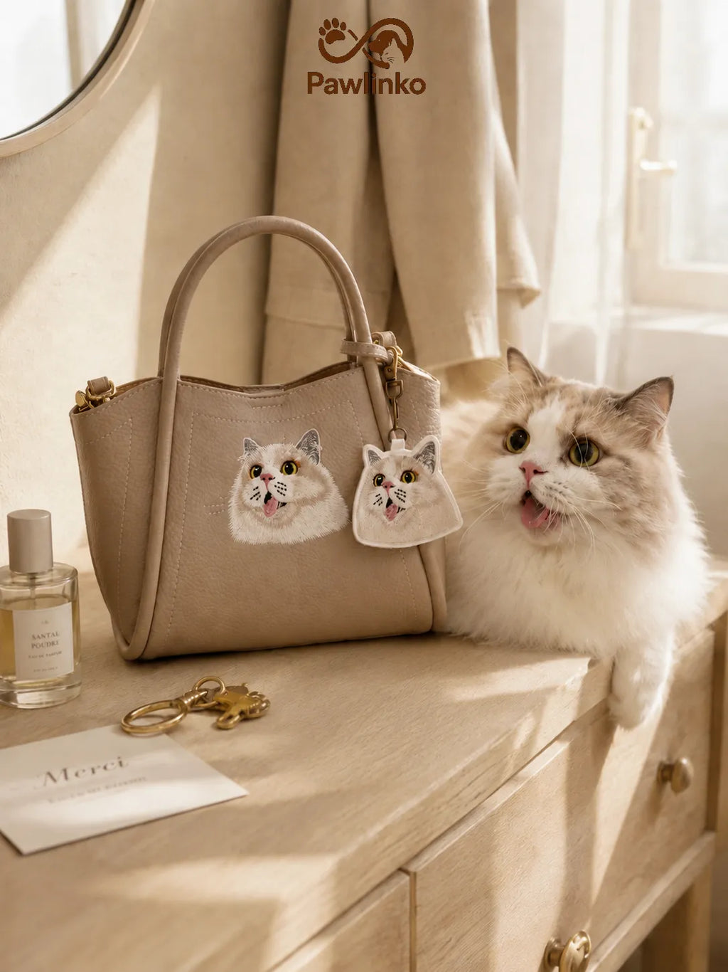 Custom Pet Portrait Embroidery Luxury Handbag