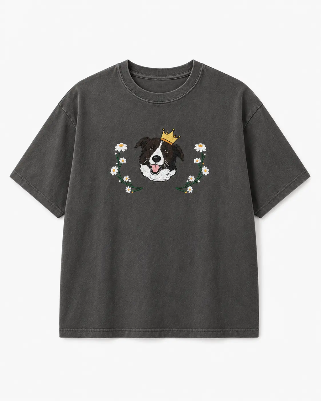 Custom Cartoon Pet Portrait Embroidered T-Shirt