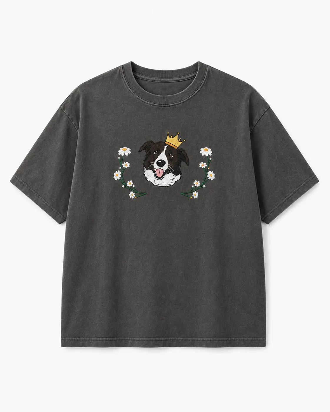 Custom Cartoon Pet Portrait Embroidered T-Shirt
