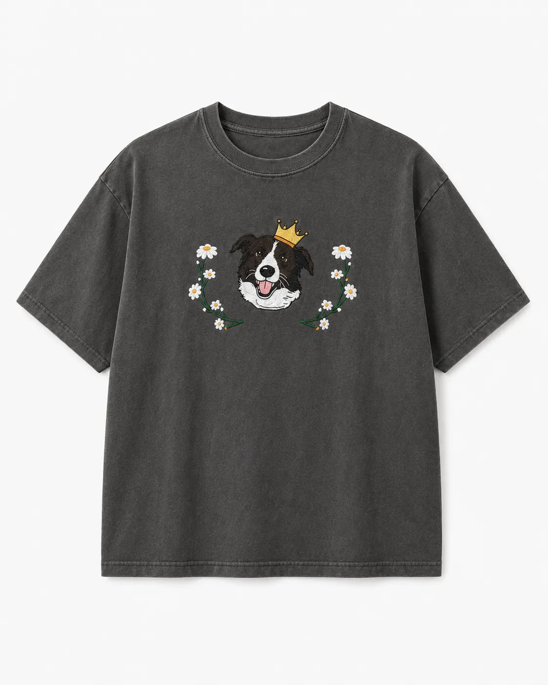 Custom Cartoon Pet Portrait Embroidered T-Shirt