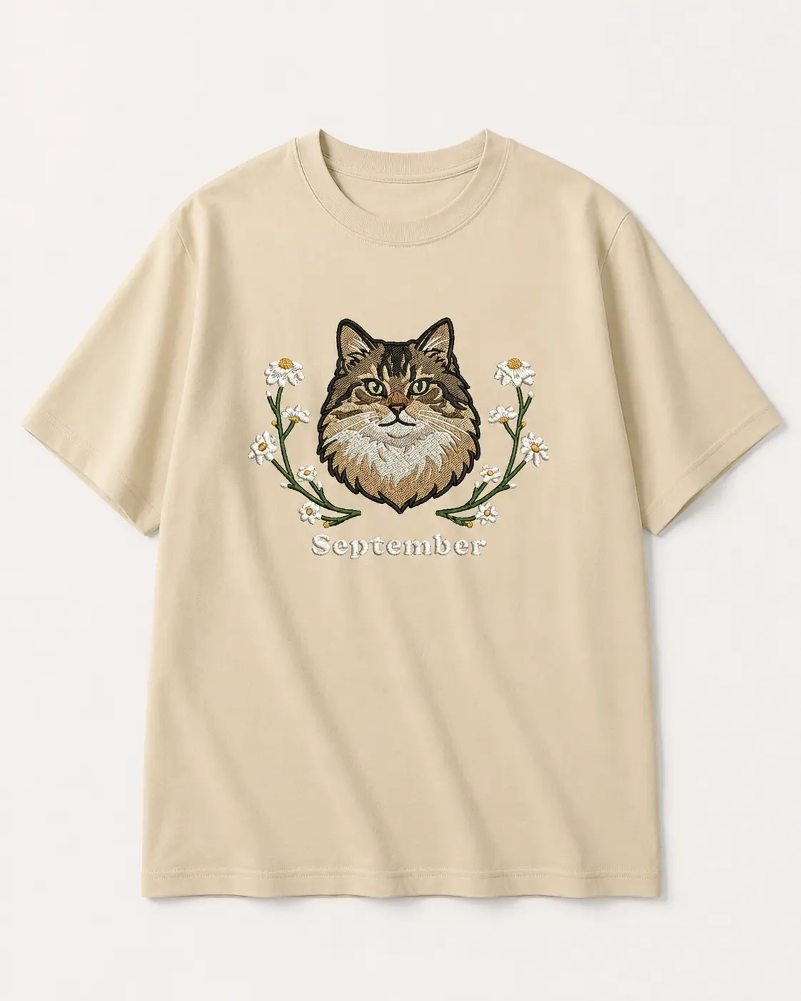 Custom Cartoon Pet Portrait Embroidered T-Shirt