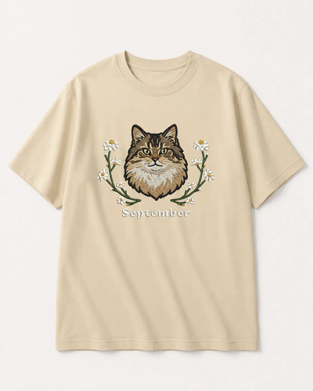 Custom Cartoon Pet Portrait Embroidered T-Shirt