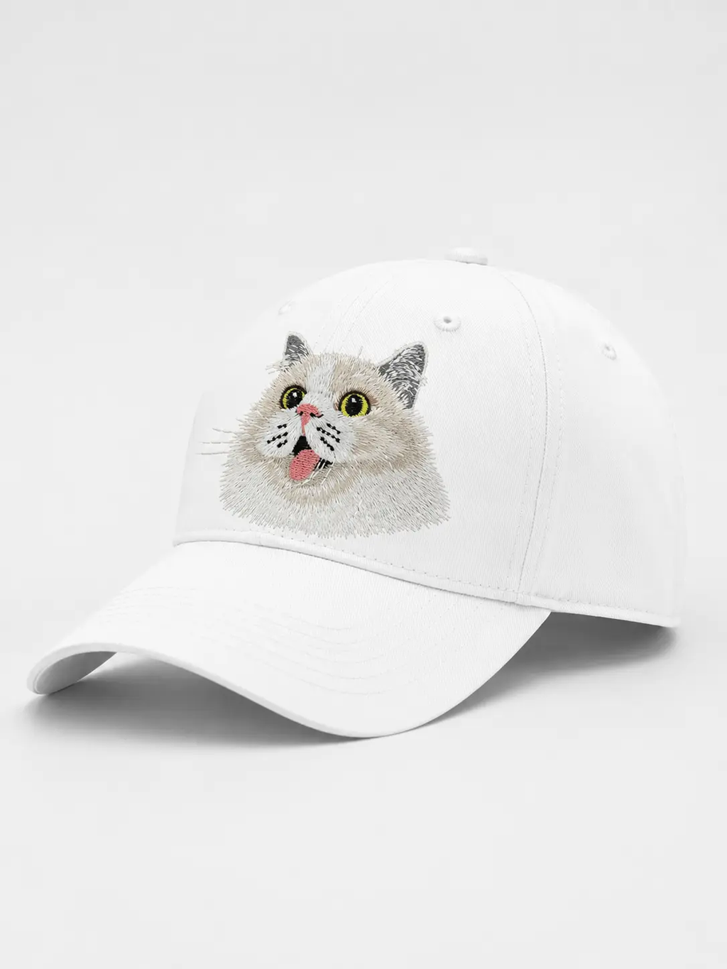 Custom Realistic Pet Portrait Embroidered Baseball Cap – Personalized from Your Pet Photo