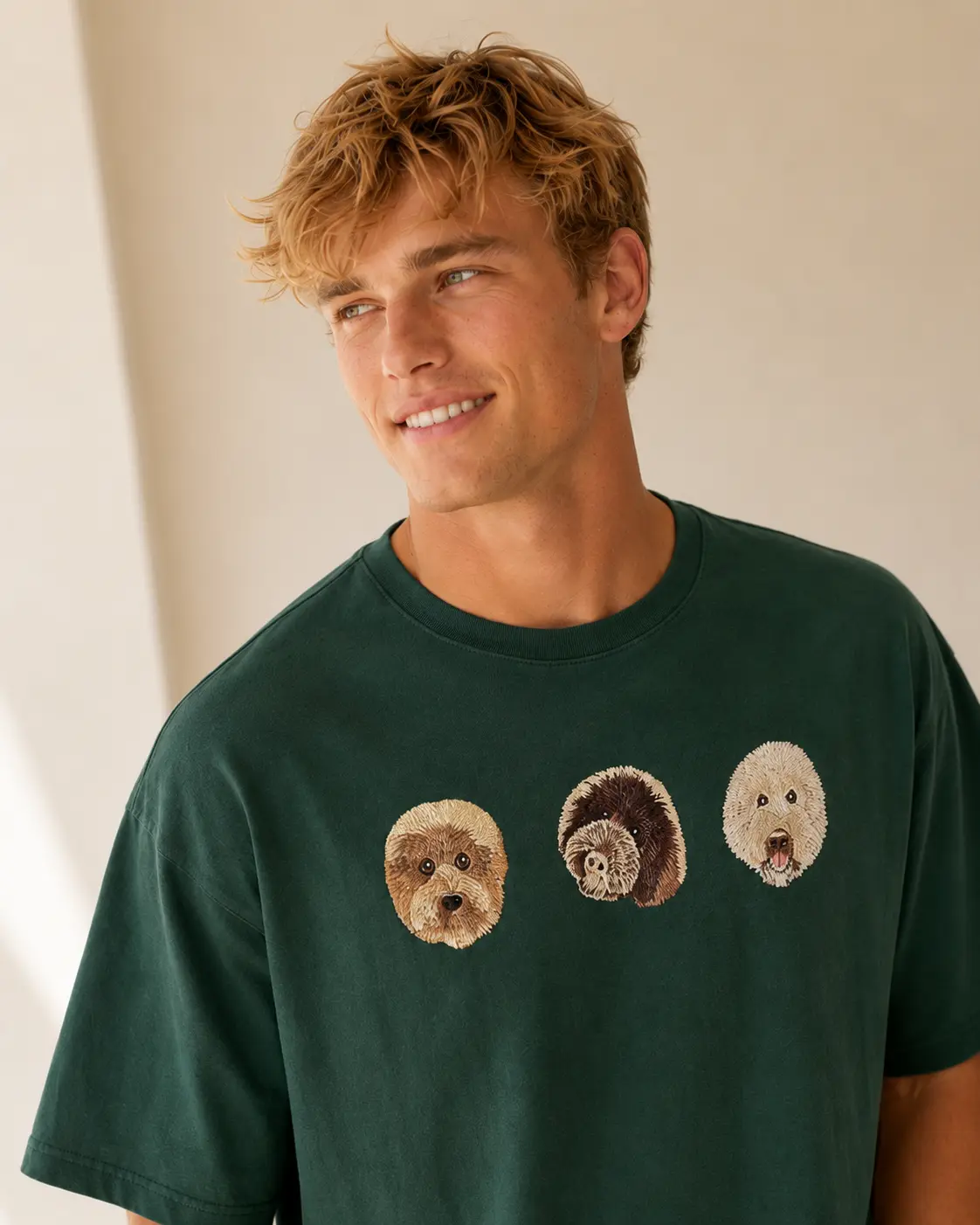 Custom Pet Portrait Embroidered T-Shirt