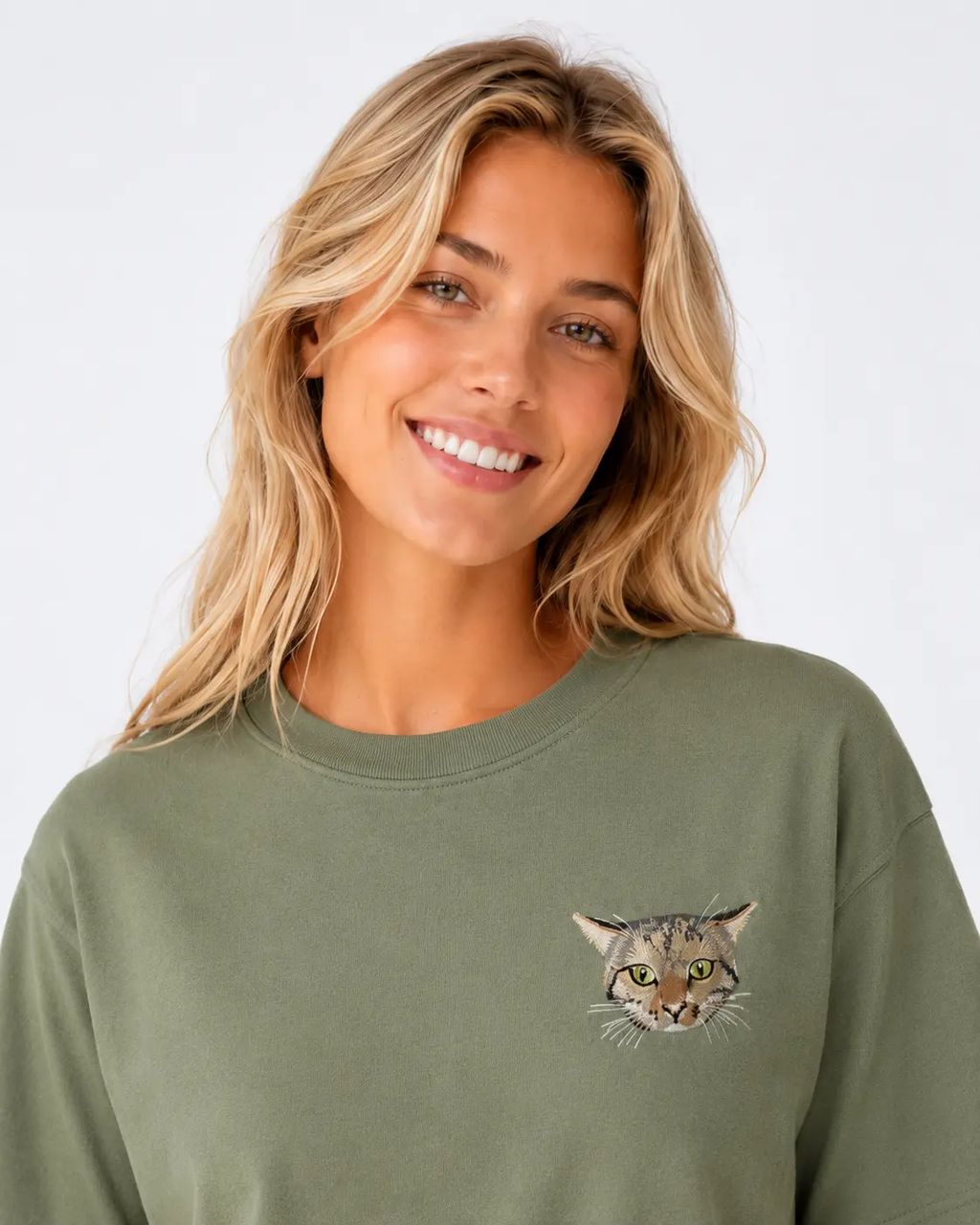 Custom Pet Portrait Embroidered T-Shirt
