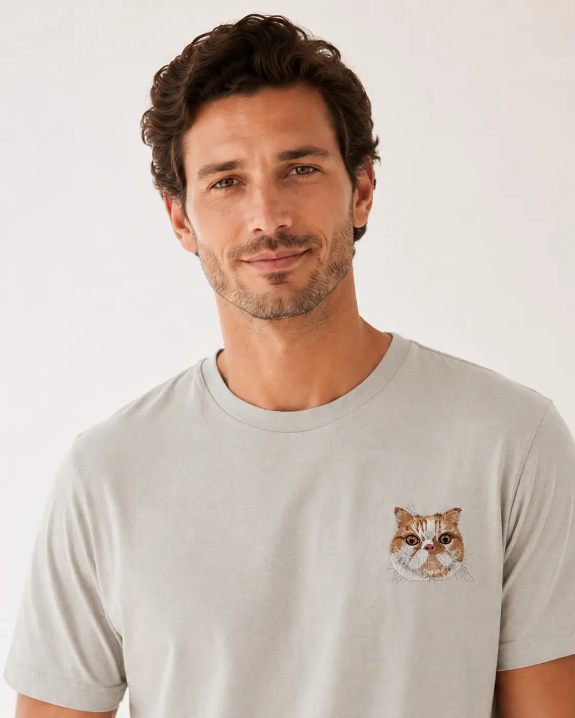 Custom Pet Portrait Embroidered T-Shirt