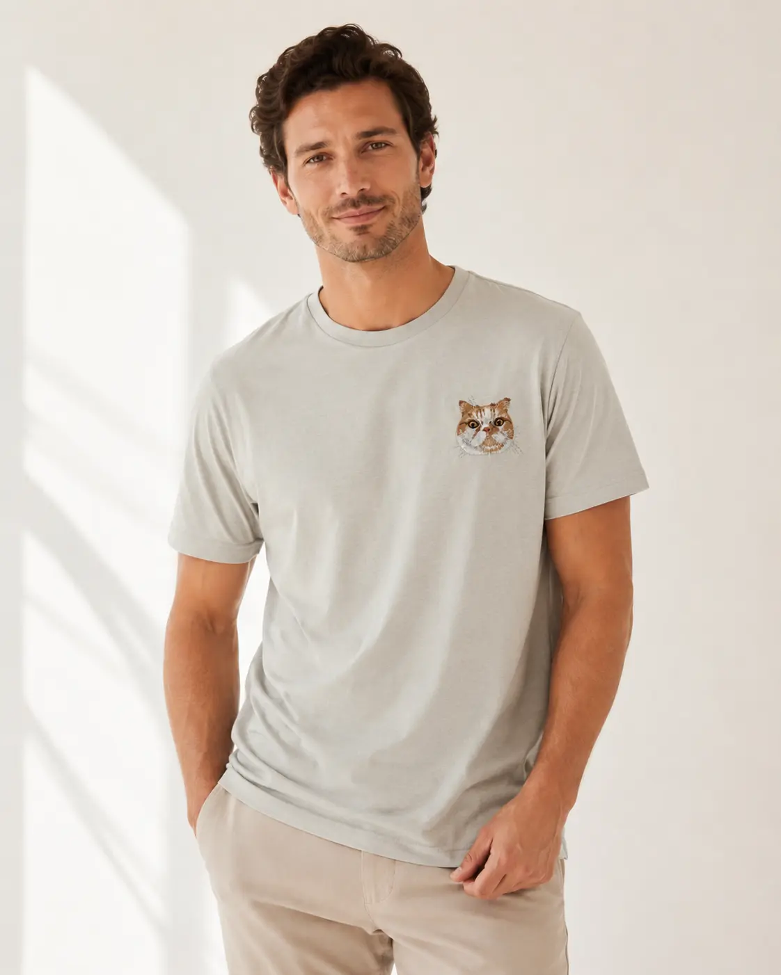 Custom Pet Portrait Embroidered T-Shirt