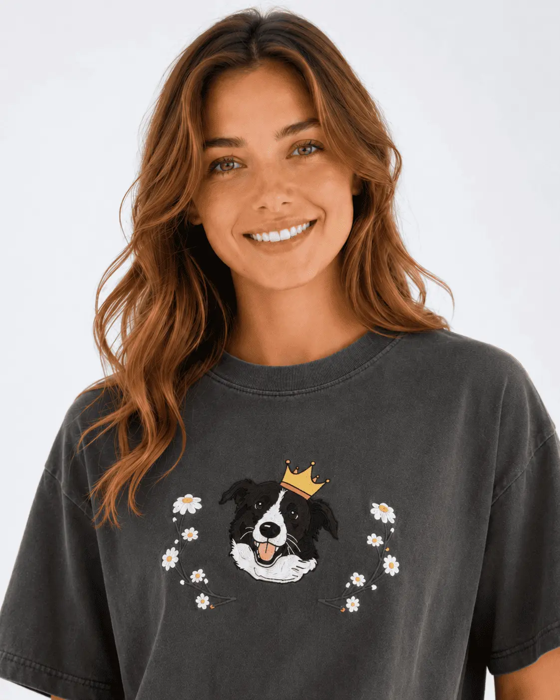 Custom Cartoon Pet Portrait Embroidered T-Shirt