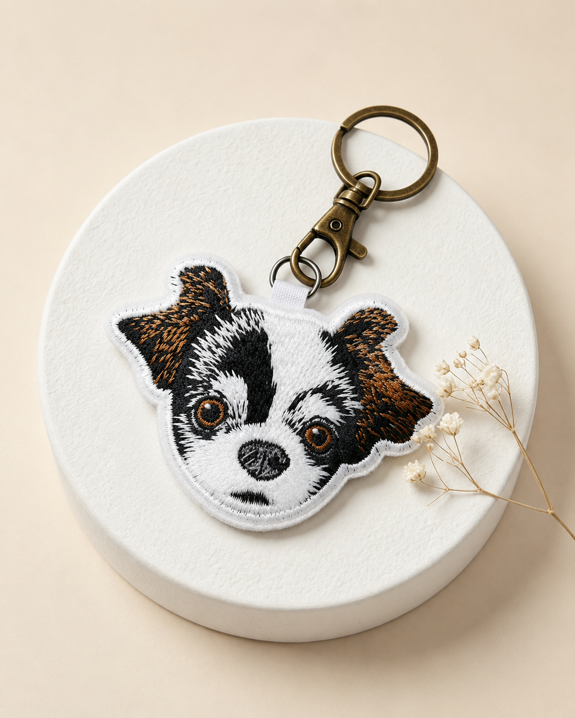 Premium Double-Sided Custom Pet Embroidery Keychain