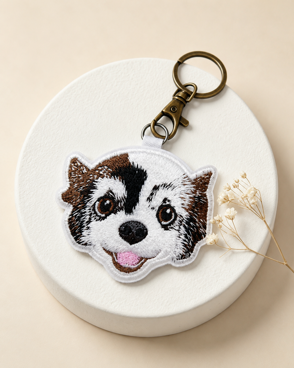 Premium Double-Sided Custom Pet Embroidery Keychain