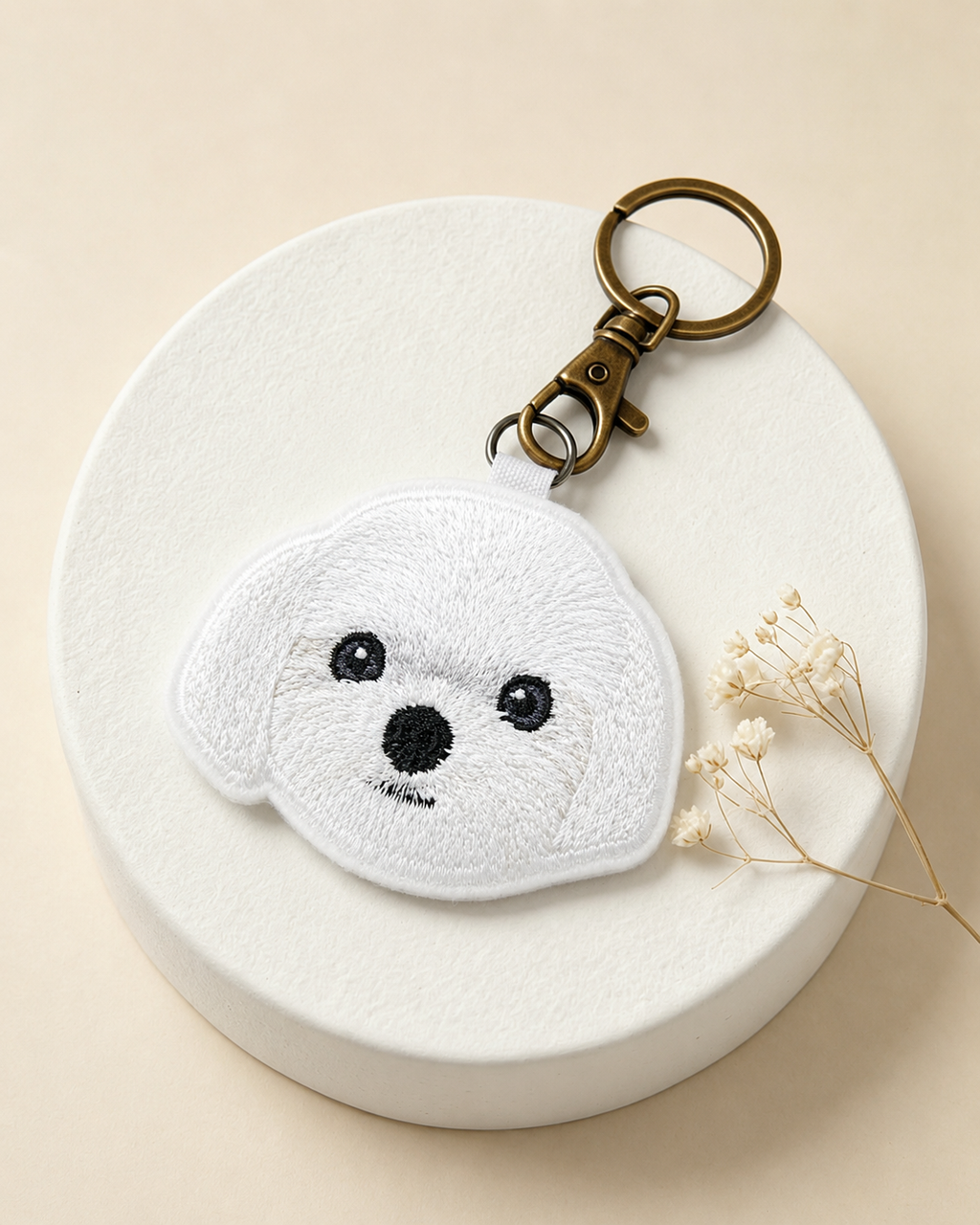 Premium Double-Sided Custom Pet Embroidery Keychain