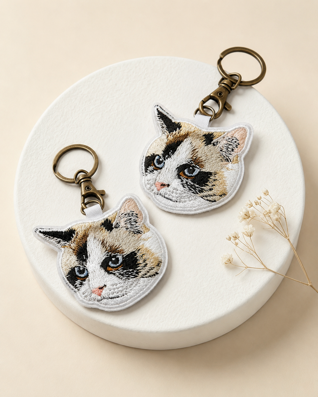 Premium Double-Sided Custom Pet Embroidery Keychain