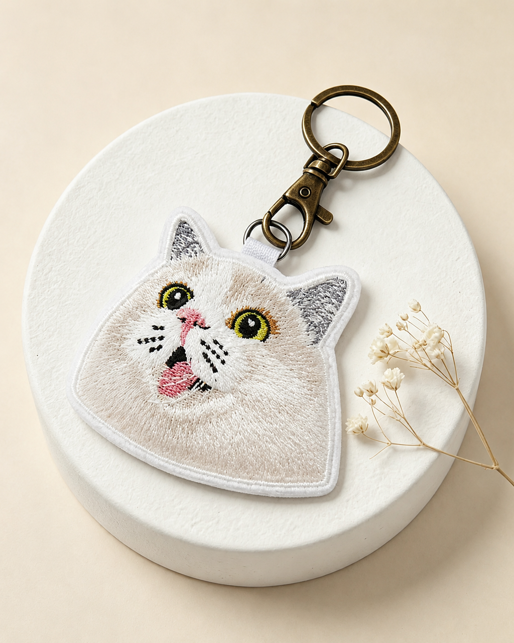 Premium Double-Sided Custom Pet Embroidery Keychain