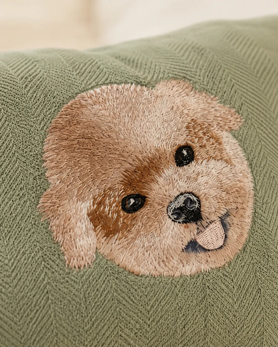 Custom Pet Portrait Embroidered Chenille Cushion
