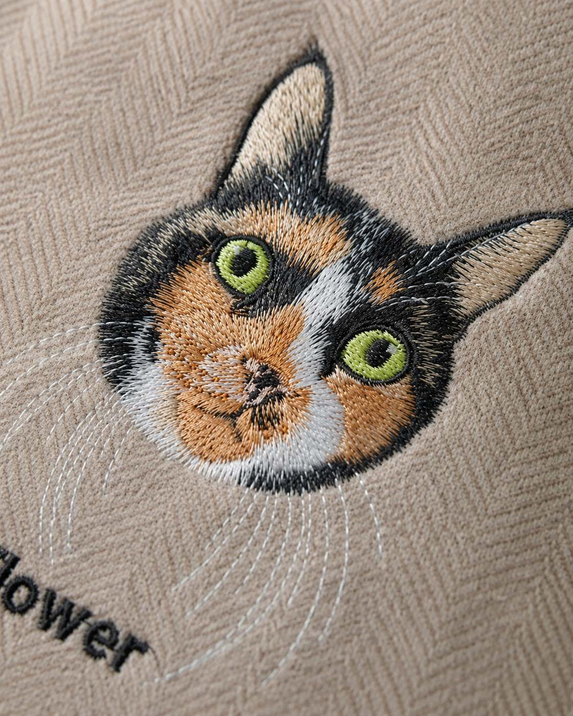 Custom Pet Portrait Embroidered Chenille Cushion