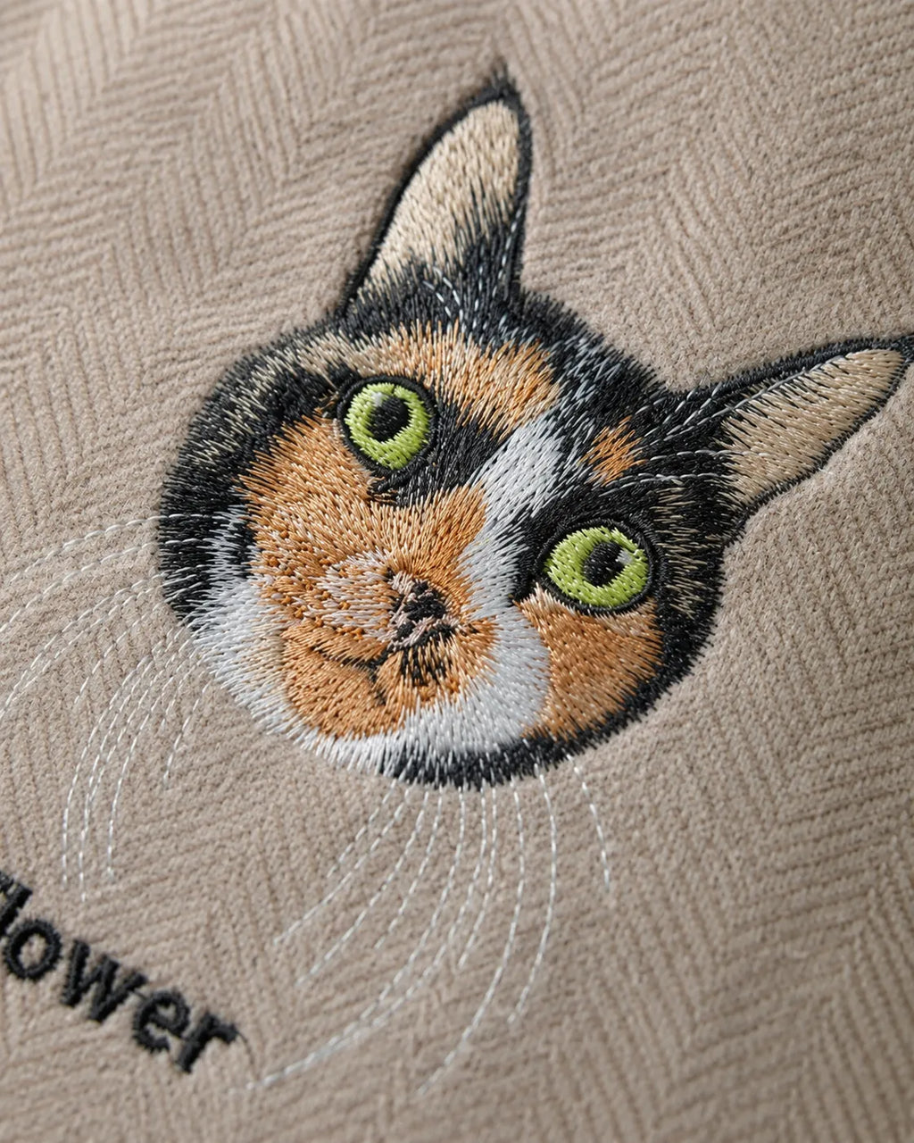 Custom Pet Portrait Embroidered Chenille Cushion
