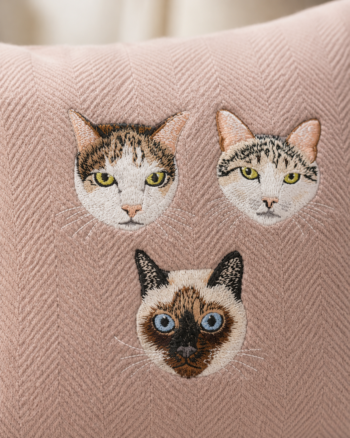Custom Pet Portrait Embroidered Chenille Cushion