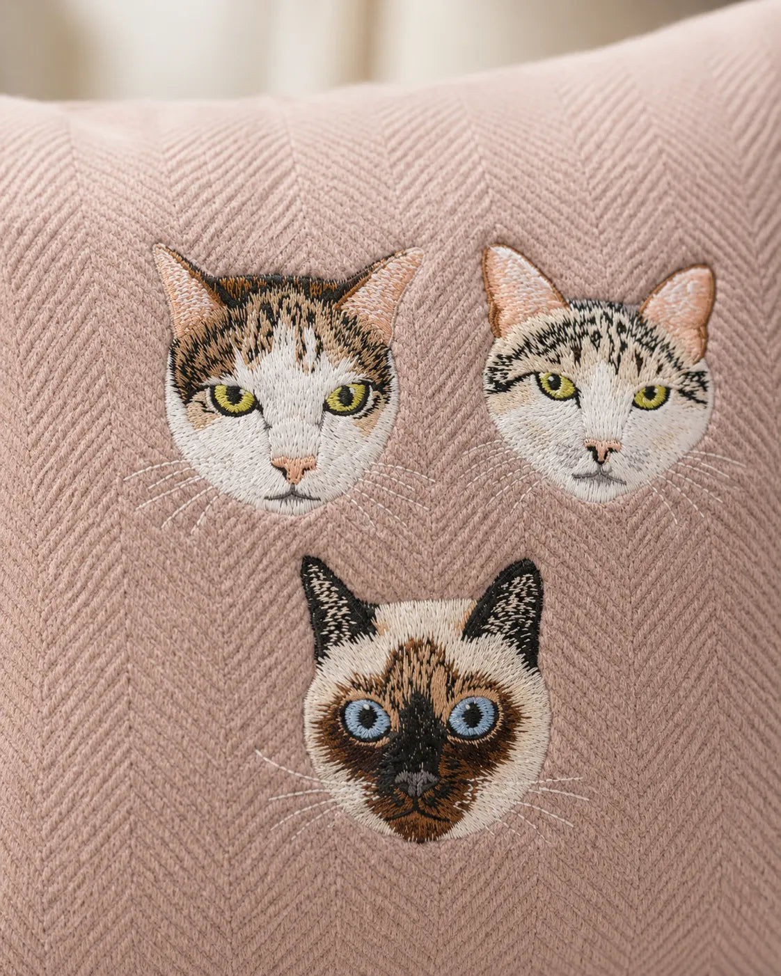 Custom Pet Portrait Embroidered Chenille Cushion