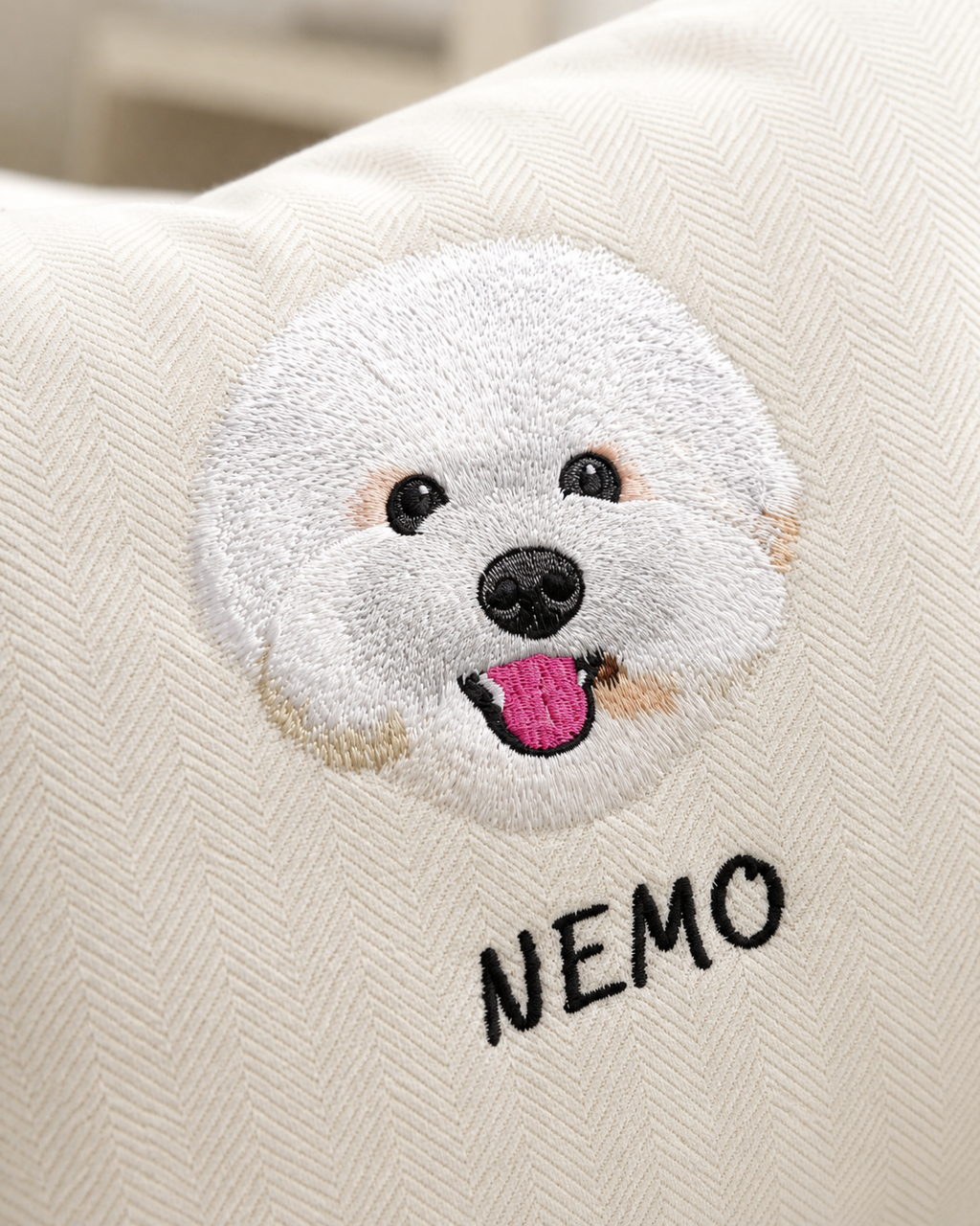 Custom Pet Portrait Embroidered Chenille Cushion