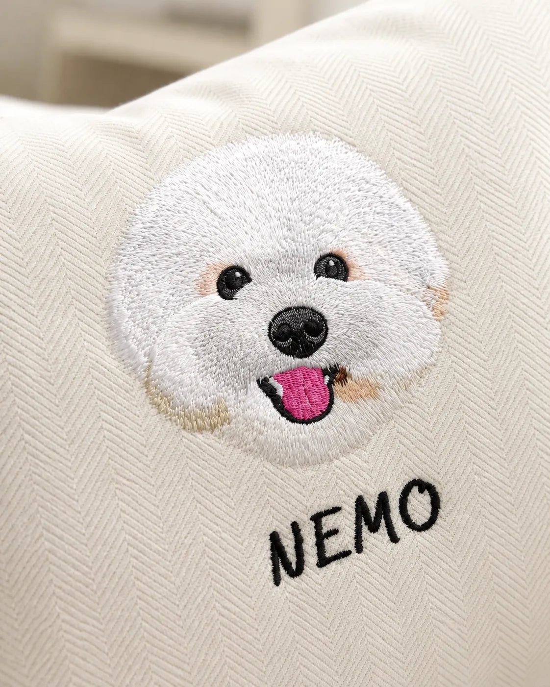Custom Pet Portrait Embroidered Chenille Cushion