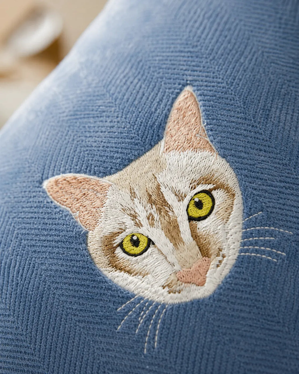 Custom Pet Portrait Embroidered Chenille Cushion