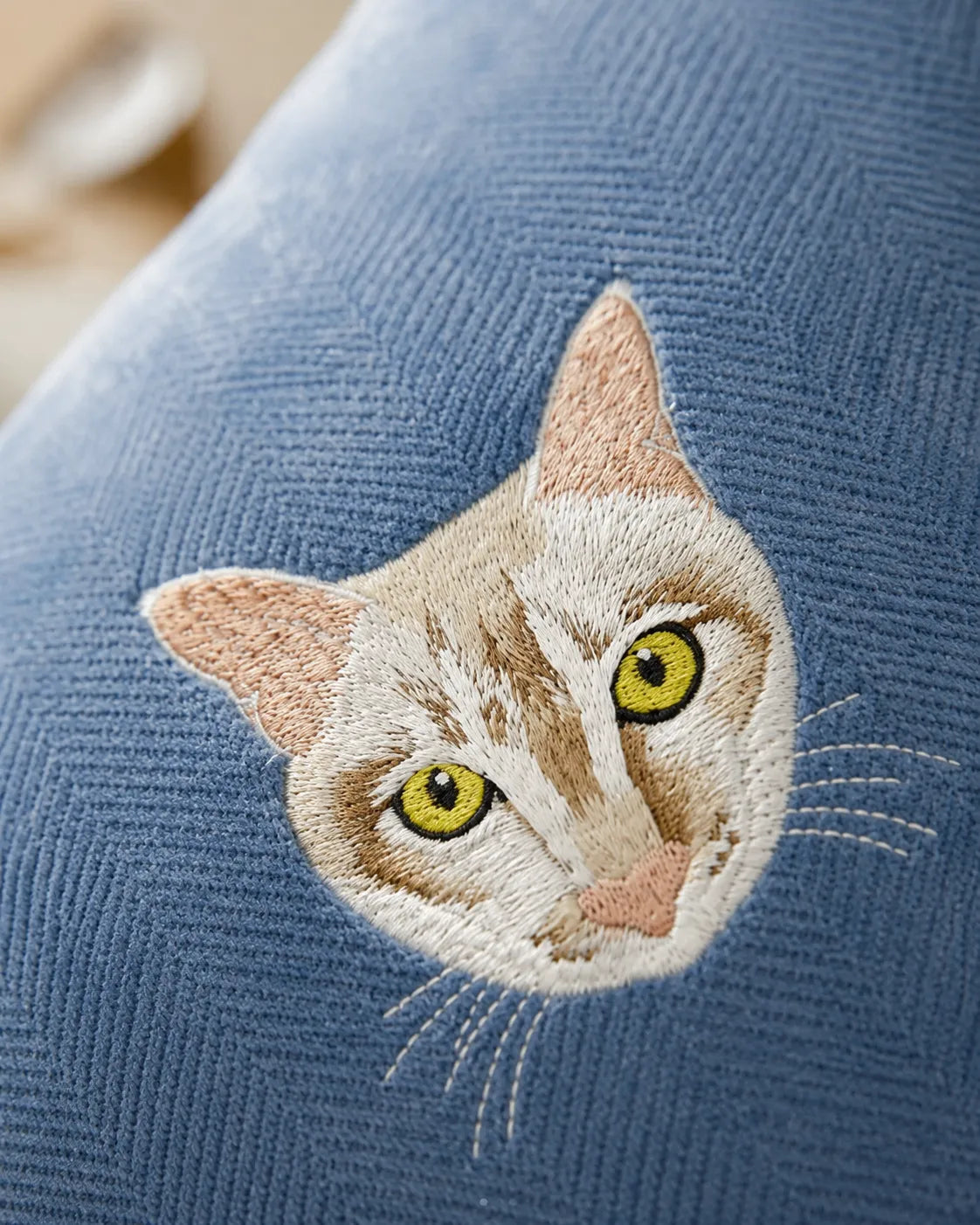Custom Pet Portrait Embroidered Chenille Cushion